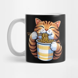 Tabby Cat Eating Instant Noodles Mug